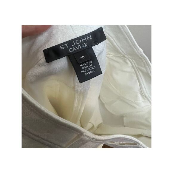 St. John Caviar Creamy White Wide Leg Jeans Sz. 10 - Picture 6 of 8